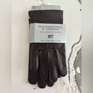 Roundtree & Yorke Dark Brown Leather Cashmere Lined Gloves